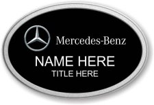 (image for) Mercedes-Benz Oval Black Prestige Badge with Pebbled Silver Frame