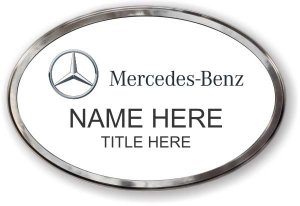 (image for) Mercedes-Benz Oval White Prestige Badge with Polished Silver Frame