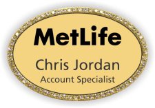 (image for) Metlife Logo B Gold Oval Bling Badge