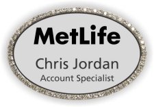 (image for) Metlife Logo B Silver Oval Bling Badge