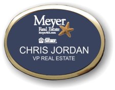 (image for) Meyer Real Estate Executive Oval Blue Gold Framed Badge