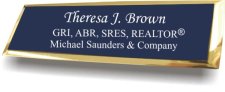 (image for) Michael Saunders & Company Small Executive Blue Badge w/ Gold Frame
