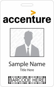 (image for) Accenture with Gold Symbol - Barcode ID Vertical Badge