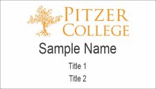 (image for) Pitzer College 3.5" x 2" Standard White Square Corner Badge