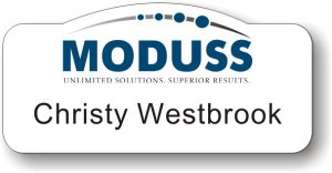 (image for) Moduss Inc. White Shaped Badge