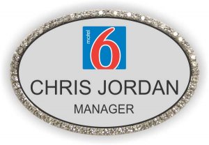 (image for) Motel 6 Silver Oval Bling Badge