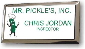 (image for) Mr. Pickle\'s Executive White Silver Framed Badge