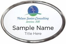 (image for) Nelson Senior Consulting Oval Silver Polished Frame Prestige Badge