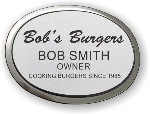 (image for) Engraved Oval Badge with Silver Metal Frame