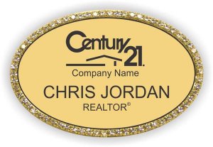 (image for) Century 21 Black Logo Gold Oval Bling Badge