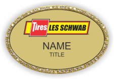 (image for) Les Schwab Tire Center Gold Oval Bling Badge