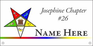 (image for) Order of Eastern Star White Name Badge with Square Corners - Josephine Chapter #26 