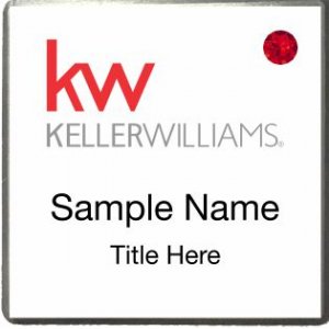 (image for) Keller Williams KW Silver Square Executive White Badge w/ Red Jewel