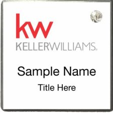 (image for) Keller Williams KW Silver Square Executive White Badge w/ White Jewel