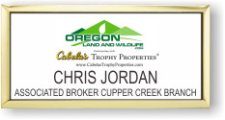 (image for) Oregon Land & Wildlife Executive White Badge w/ Gold Frame