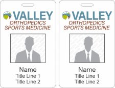 (image for) Valley Immediate Care - Orthopedics & Sports Medicine Photo ID Vertical Double Sided Badge - 2 Titles