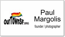 (image for) OurTownSF.org Large White Square Corner Badge