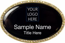 (image for) Custom Logo Gold Oval Bling Black Badge