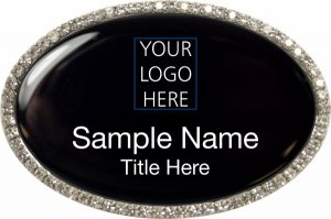 (image for) Custom Logo Silver Oval Bling Badge