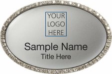 (image for) Custom Logo Silver Oval Bling Badge