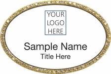 (image for) Custom Logo Gold Oval Bling White Badge