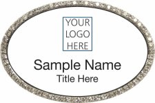 (image for) Custom Logo Silver Oval Bling Badge