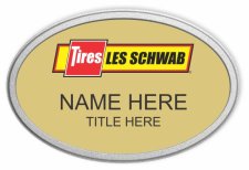 (image for) Les Schwab Tire Center Gold Oval Prestige Pebbled Badge
