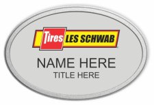 (image for) Les Schwab Tire Center Silver Oval Prestige Pebbled Badge