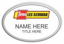 (image for) Les Schwab Tire Center White Oval Prestige Pebbled Badge