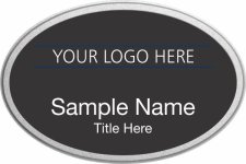 (image for) Custom Logo Silver Oval Pebbled Prestige Black Badge