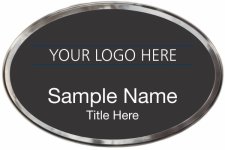 (image for) Custom Logo Silver Oval Polished Prestige Black Badge