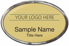 (image for) Custom Logo Silver Oval Polished Prestige Gold Badge