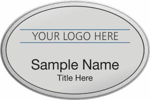 (image for) Custom Logo Silver Oval Pebbled Prestige Badge