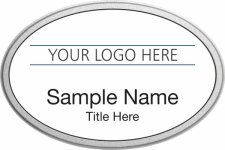 (image for) Custom Logo Silver Oval Pebbled Prestige White Badge