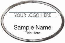 (image for) Custom Logo Silver Oval Polished Prestige White Badge