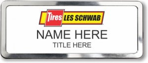 (image for) Les Schwab Tire Center White Polished Pebbled Badge