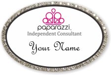 (image for) Paparazzi Independent Consultant Oval White/Silver Bling Badge