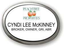 (image for) Peachtree Properties Oval Silver Executive Frame White Badge