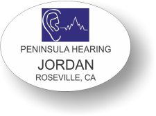 (image for) Peninsula Hearing Oval Shaped White Badge