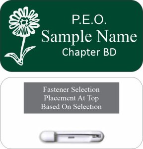 (image for) P.E.O. Chapter BD Standard Green Badge 3.00\"W x 1.50\"H