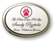 (image for) Pink Paws Silver Executive Oval Badge