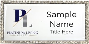 (image for) Platinum Living Realty Bling Silver Other Badge - White