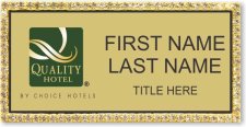 (image for) Quality Hotel Gold Bling Badge - Stacked Name