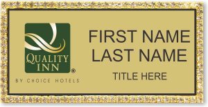 (image for) Quality Inn Gold Bling Badge - Stacked Name