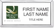 (image for) Quality Inn Executive White Badge with Silver Frame - Stacked Name