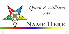 (image for) Order of Eastern Star White Name Badge with Square Corners - Queen B. Williams #43 