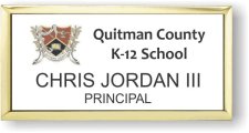 (image for) Quitman County High School White Badge On Gold Executive