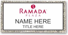 (image for) Ramada Logo D White with Silver Frame Bling Badge