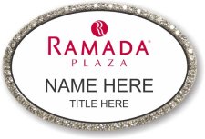 (image for) Ramada Logo D Oval White Badge with Silver Frame Bling Badge