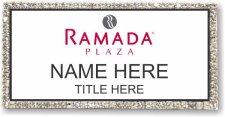 (image for) Ramada Logo E White with Silver Frame Bling Badge